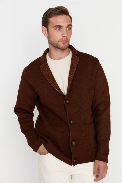 Trendyol Collection Ζακέτα με μάλλινο γιακά κανονική εφαρμογή κανέλας TMNAW22HI0140