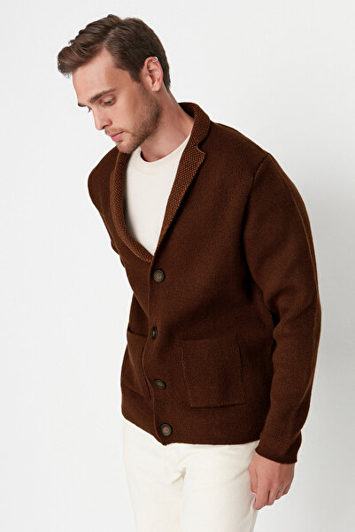 Trendyol Collection Tarjin Regular Fit Yunlu Комір з коміром светр-кардиган TMNAW22HI0140