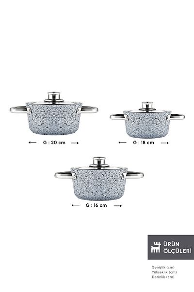 Karaca Set de oale Midi Biogranit Nare 6 piese Albastru