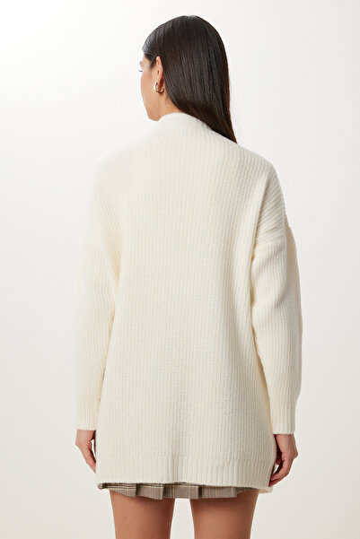 Happiness İstanbul Women's Bone Button Long Knitwear Cardigan Mx00244