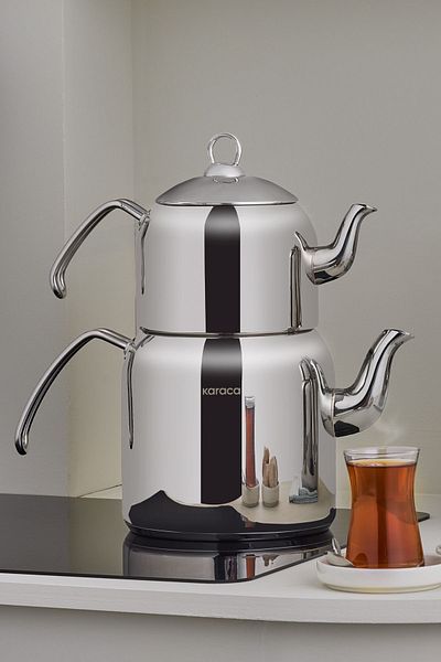 Karaca Esme Induction Base Maxi Teapot Set Platinum