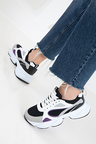 SOHO Black-White-Purple Women's Sneaker 20771