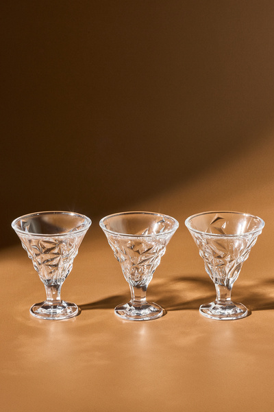 Karaca Pamela 3 Piece Glass Ice Cream Bowl 215 ml
