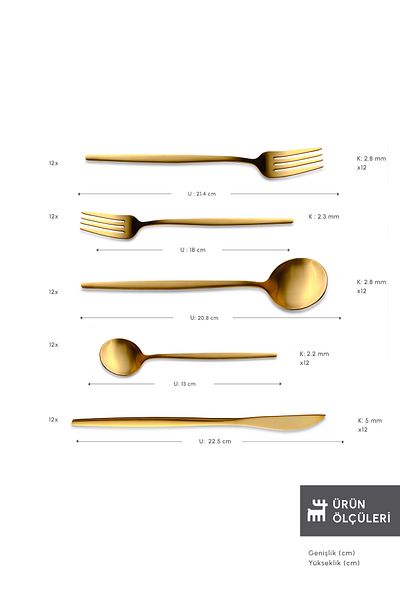 Karaca Orion Matte Gold 12-Person 60-Piece Cutlery Set