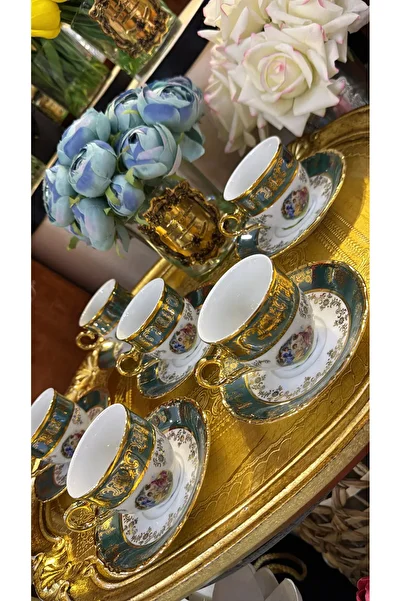 thun Esterhomedecor 6-Person Czechoslovakian Porcelain Fragonard Coffee Cup Set