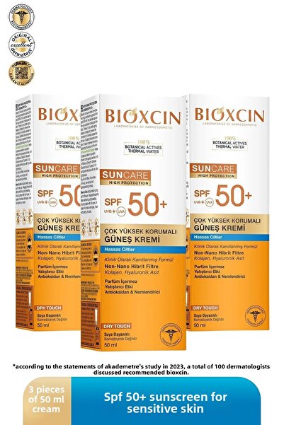 Bioxcin Sun Care Very High Protection Sun Cream for Sensitive Skin 50 Spf 50 ml 3 Pcs