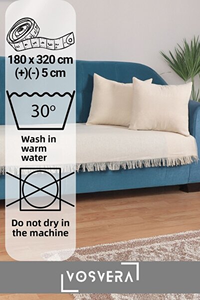 vosvera 100x225 εκ. Βαμβακερή μαξιλαροθήκη ριχτάρι καθίσματος - 2 δώρο, 40x40 εκ. κάλυμμα μαξιλαριού ριχτάρι