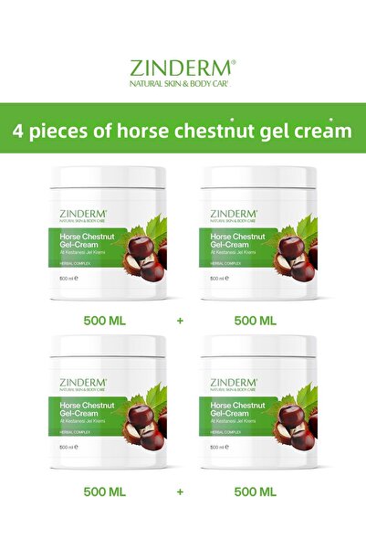 zinderm Horse Chestnut Gel, Massage Cream 500 ml (4 Pieces X 500 ml)