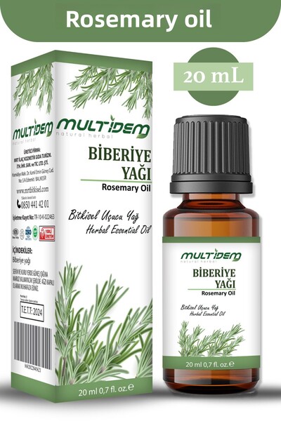 multidem 20 مل إكليل الجبل العشبي - زيت أساسي مضاد لتساقط الشعر والقشرة