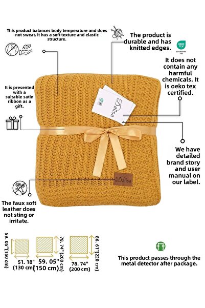 DALİSA Rebecca Knitwear Soft Knitted Bed and Sofa Cover