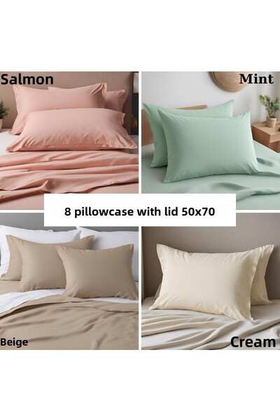 KAMİZ 8 Cotton Pillow Cases with Cover - 50x70