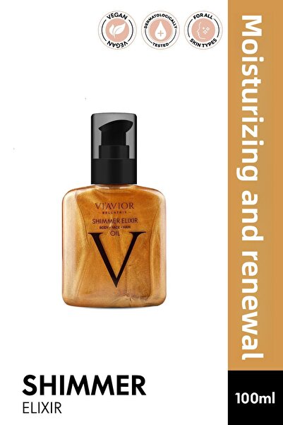 VİAVİOR Shimmer Elixir Vegan Face Body Hair Care Oil - Renewing Repairing Moisturizer 100ml