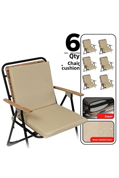 XPERMATE 6-Piece Backrest Chair Cushion Zippered 40x40 Backrest Chair Cushion Beige