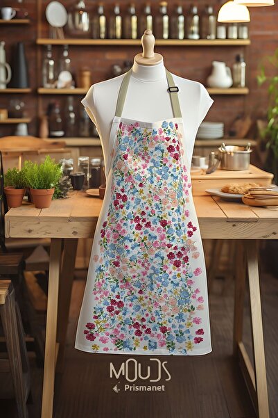 Moud's مريلة مطبخ من قماش الغزال الملون بنمط زهرة الباستيل، مريلة الطبخ، مريل...