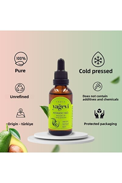 Yağevi 50 ml Avocado Oil - Cold Pressed, 100% Pure