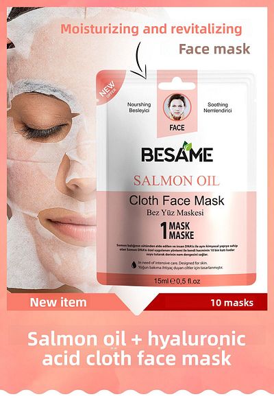 Besame Salmon Oil Hyaluronic Acid Moisture Bomb Paper Face Mask 10 Pack