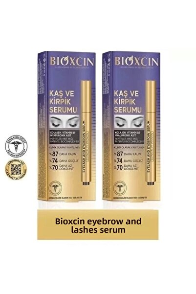 Bioxcin Eyebrow Eyelash Serum - Collagen Hyaluronic and Keratin Peptides B5-B11