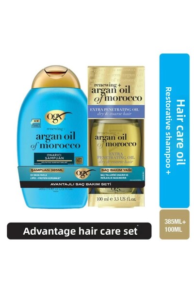OGX Argan Oil of Morocco Shampoo 385 ml + Argan Hair Care Oil 100 ml Set