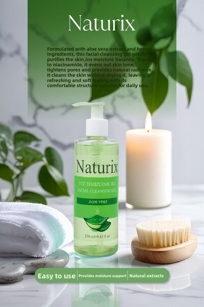 Naturix جل تنظيف الوجه بخلاصة الصبار للعناية بالتنشيط والترطيب - 250 مل