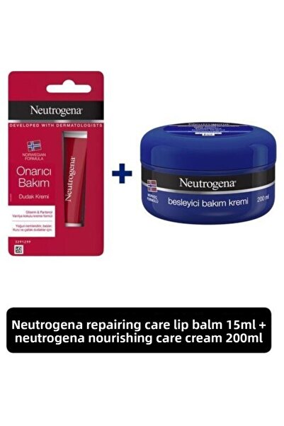 Neutrogena كريم العناية المغذي 200 مل + كريم العناية بالشفاه 15 مل