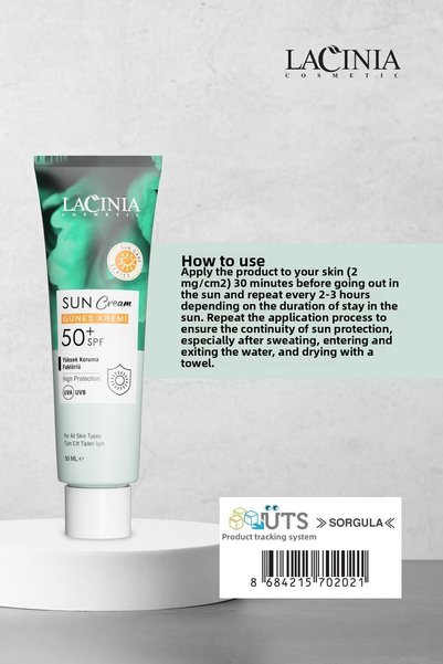 Lacinia كريم حماية عالية من الشمس مضاد للعيوب بعامل حماية 50 SPF، 50 مل