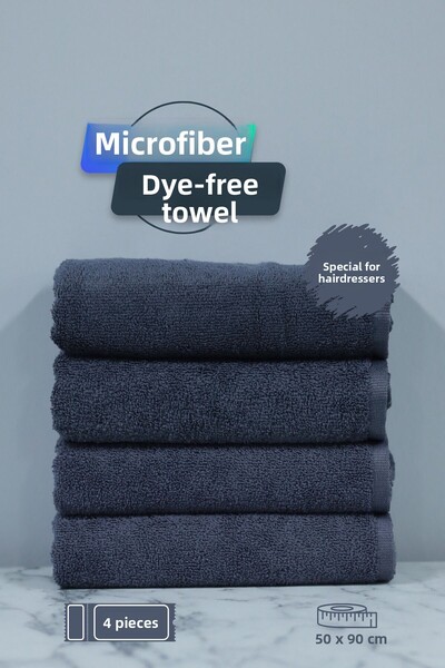 denizlicotton منشفة شعر من الألياف الدقيقة خالية من الصبغة مقاس 50 × 90 سم، مجموعة من 4 قطع خاصة لتصفيف الشعر