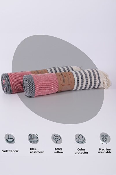 Homedius 100% Cotton Red American Patterned Tasseled Loincloth Set of 2 - 100...