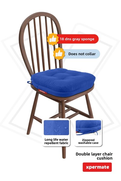 XPERMATE Pernă pentru scaun cu două straturi, husă lavabilă cu fermoar, respingător de apă și ulei 42x42x8 albastru