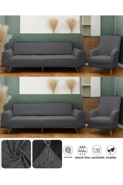 bibaha Jacquard 3 3 1 1 Patterned and Elastic Sofa Cover Set - Sofa Sofa Bed Cover and Seat Covers