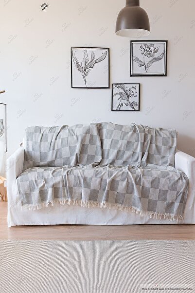 XAMANTHA 180x200 cm Κάλυμμα καναπέ με καρό σχέδιο, Βαμβακερό κάλυμμα καναπέ, ...