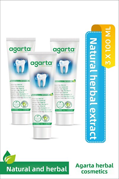 Agarta معجون أسنان خالي من الفلورايد بخلاصة نباتية طبيعية 100 مل/130 جرام (3 ...