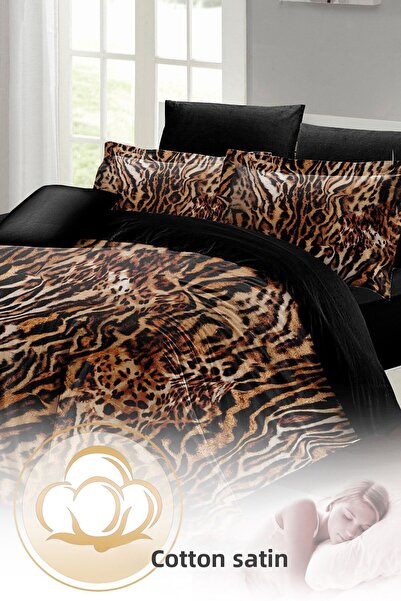 PerlaSera Zebra Brown 3D Custom Design - Double Cotton Satin Duvet Cover Set