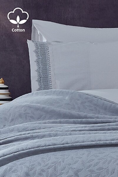 Nazik Home Cadiz Lace Double 7 Piece Duvet Cover Pique Set