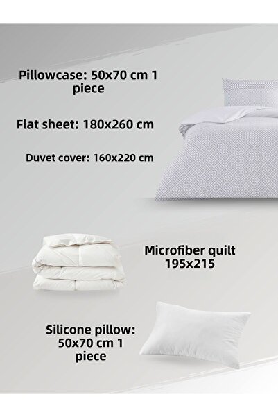 Taç Σετ παπλωματοθήκης Garth Anthracite Ranforce Single + Πάπλωμα + Μαξιλάρι σιλικόνης