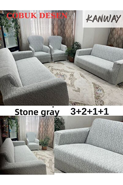 kanway Husă pentru set de canapea cu model jacquard țesut Cobuk Husă elastică elastică lavabilă (3211)