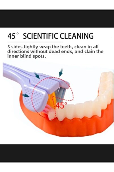 KdrElektronik Soft Black Toothbrush with Three Sides - Delicate and Special Tip