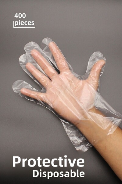 Transformacion 400 قفازات شفافة للاستعمال مرة واحدة