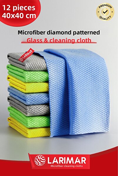 Larimar 12 bucăți din microfibră cu model de diamante pentru sticlă și cârpă ...