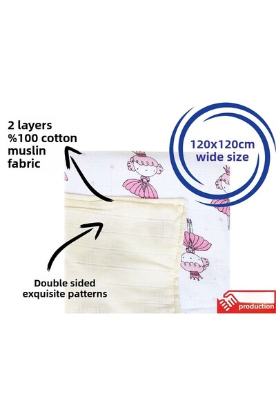 yorni بطانية موسلين للأطفال متعددة الأغراض بطبقة مزدوجة، قابلة للعكس، 120x120 سم