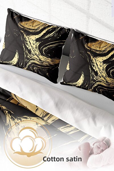 PerlaSera 3D Custom Design Duvet Cover Set - Tightly Woven Cotton Satin, Double, Black Design