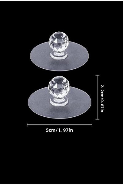 Sekiz8 4 مقابض كريستالية - شماعات لاصقة للخزانة والمرآة ومقبض سحب للباب