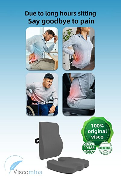 Viscomina Orthopedic Set of 2 Lumbar and Sitting Cushions 100% Visco Ergonomic Support for Office & Car Use