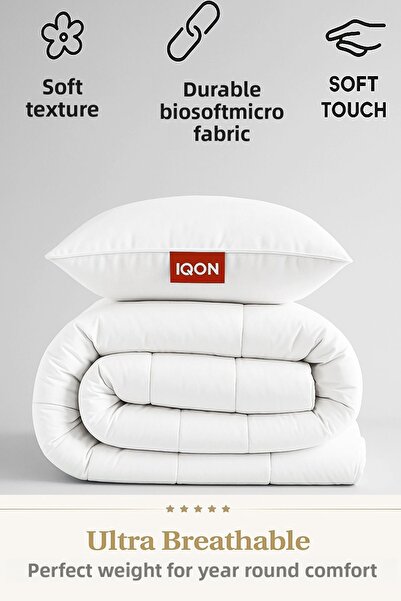 İQON Microfiber Soft Silicone Single Duvet Pillow Set