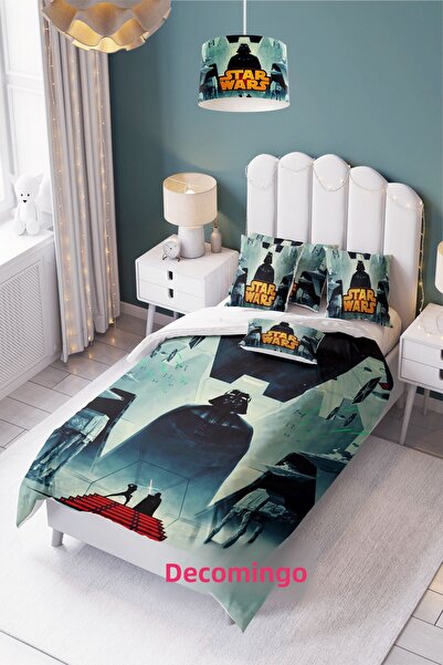 dekomingo طقم غطاء لحاف بنقشة حرب النجوم (بدون ملاءات) - غطاء وسادة 155x220 /...