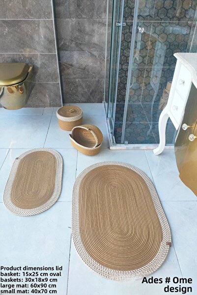 ADES HOME DESİGN Jute, Bathroom Set, Bathroom Set, Bath Mat, Bath Mat, Mat Se...
