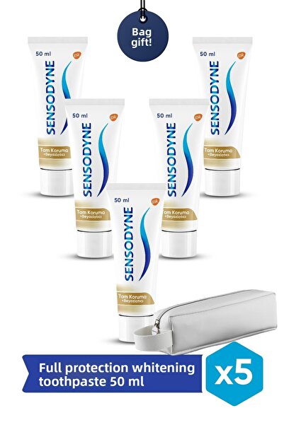 Sensodyne معجون أسنان مبيض للحماية الكاملة 50 مل × 5 أكواب لفرشاة الأسنان