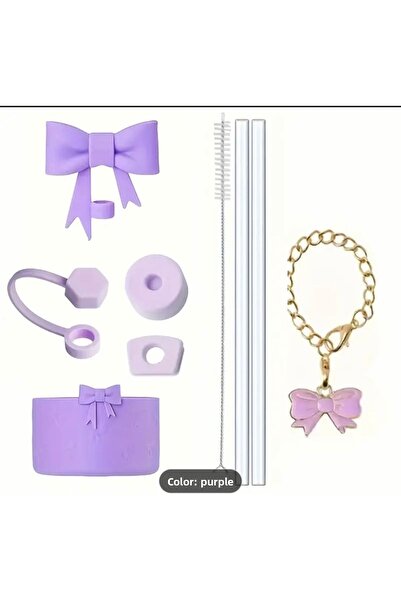 elamindunyasi اكسسوار زينة سيليكون للترمس سعة 1,18 لتر، 9 قطع، بنفسجي