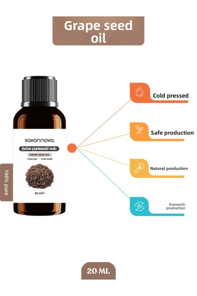 Savonnova 20 ml Natural Grape Seed Oil - 100% Pure