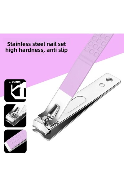 DUHALINE 16 Pieces Professional Manicure Pedicure Nail Facial Care Set with Stainless Steel Leather Bag - Purple