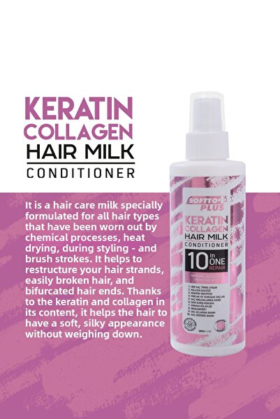 Softto Plus 200ml Keratin and Collagen Hair Care Milk - Special for Chemical Processing and Excessive Damaged Hair